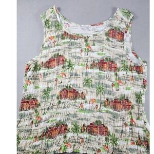 Erika Woman 2X Tank Shirred Palm Cocktail Beach Scenic OAP Coastal Resort